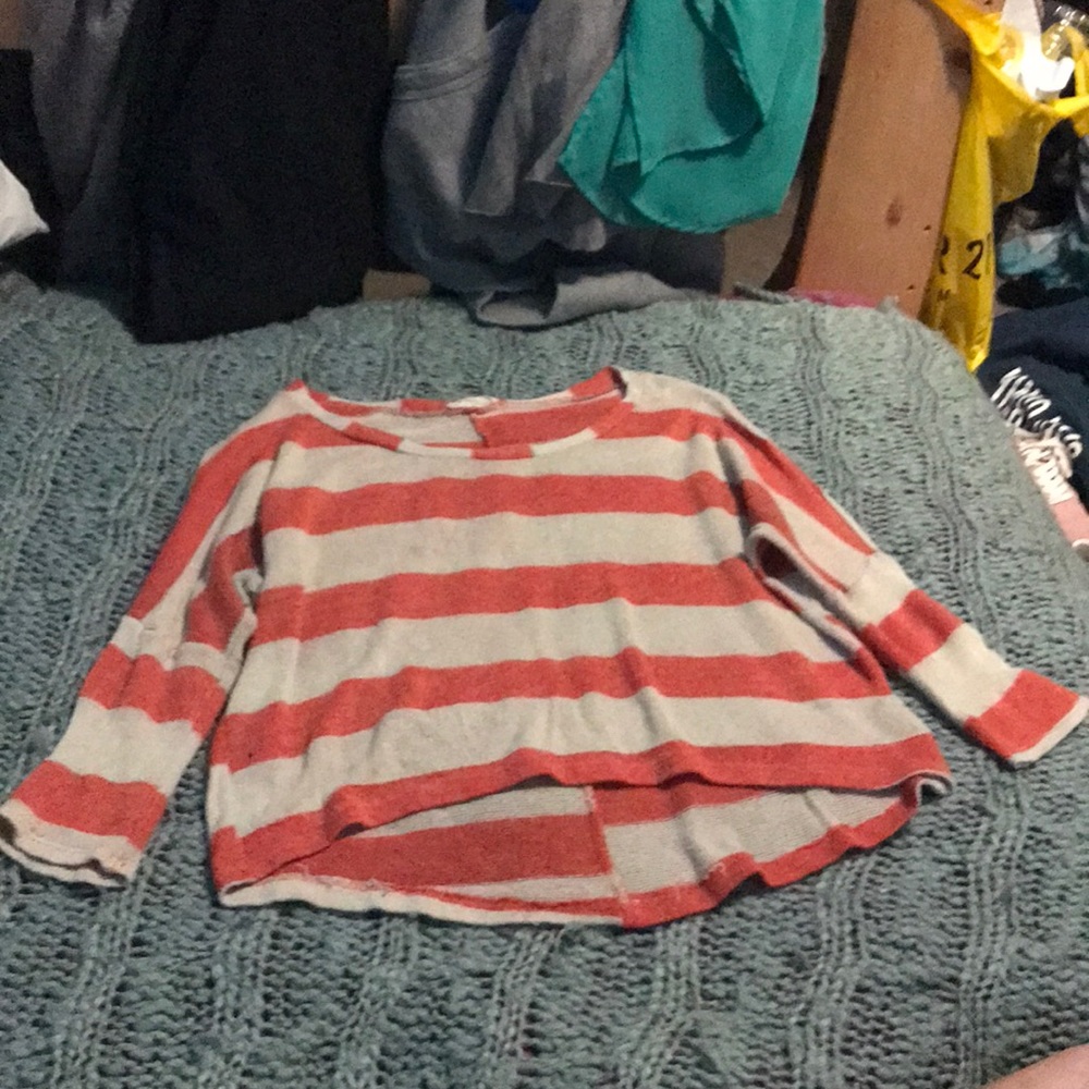 Striped elbow length tee shirt